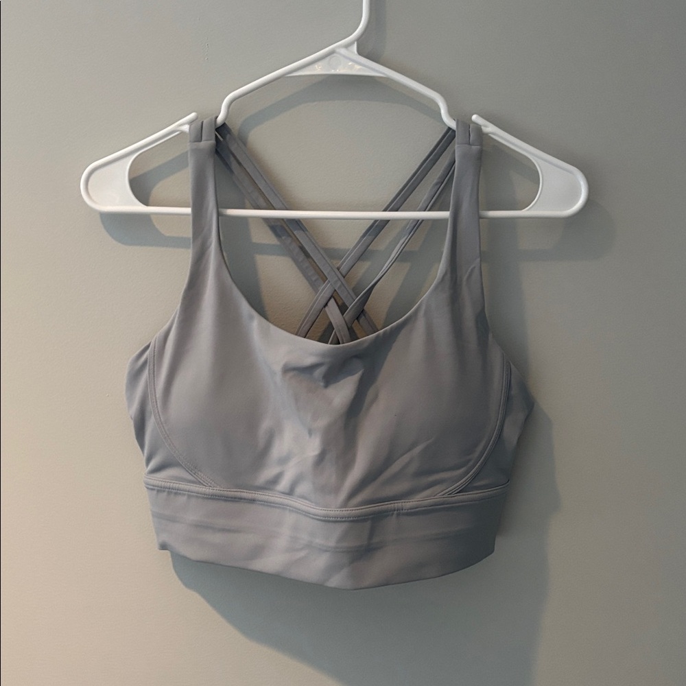 Light Grey Criss Cross Yoga Bra - Size L